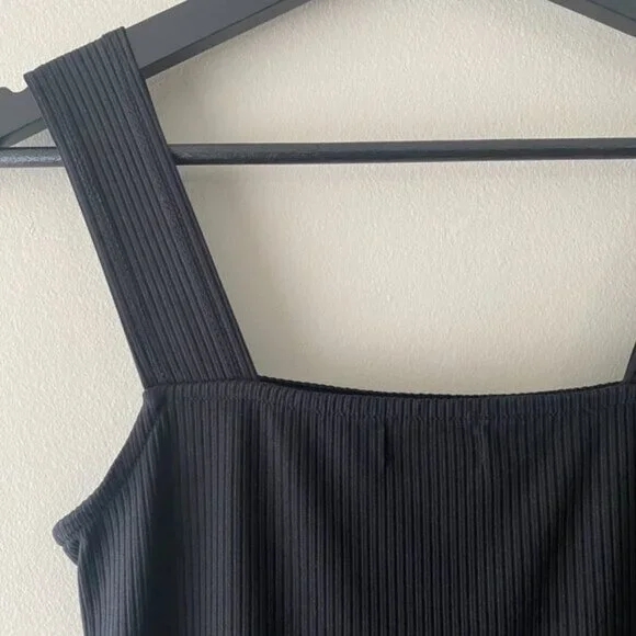 The Drop Jody Black Square Neck Fitted Rib Tank Top - Picture 6 of 9
